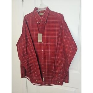 Natural Issue red, black & cream checked long sleeved cotton shirt Size LT